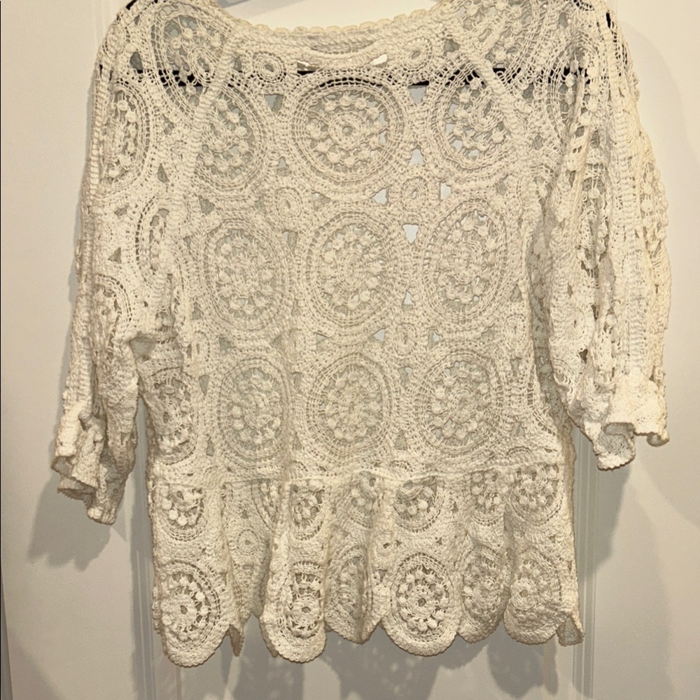 Elegant White Crochet Lace Top